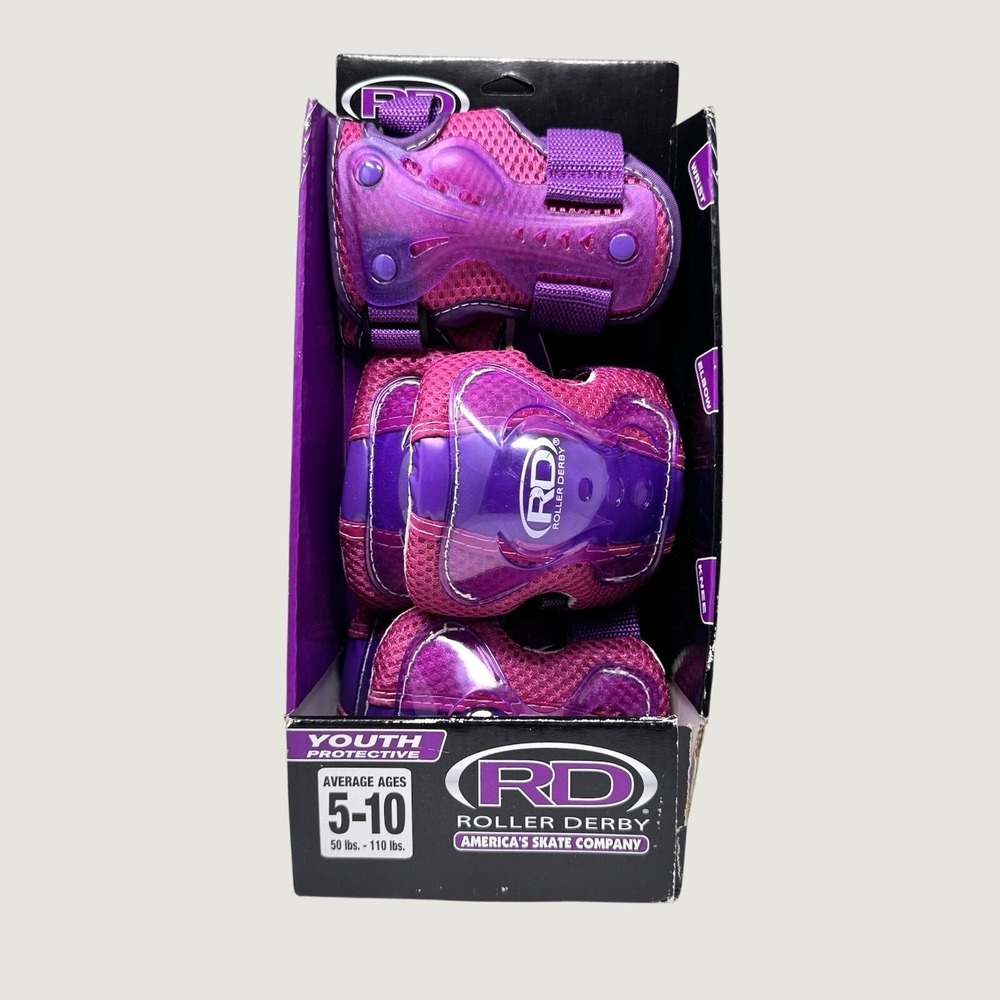 Roller Derby‎ Youth Protective Pad Set Girls Pink Purple Wrist Elbow Knee Pads
